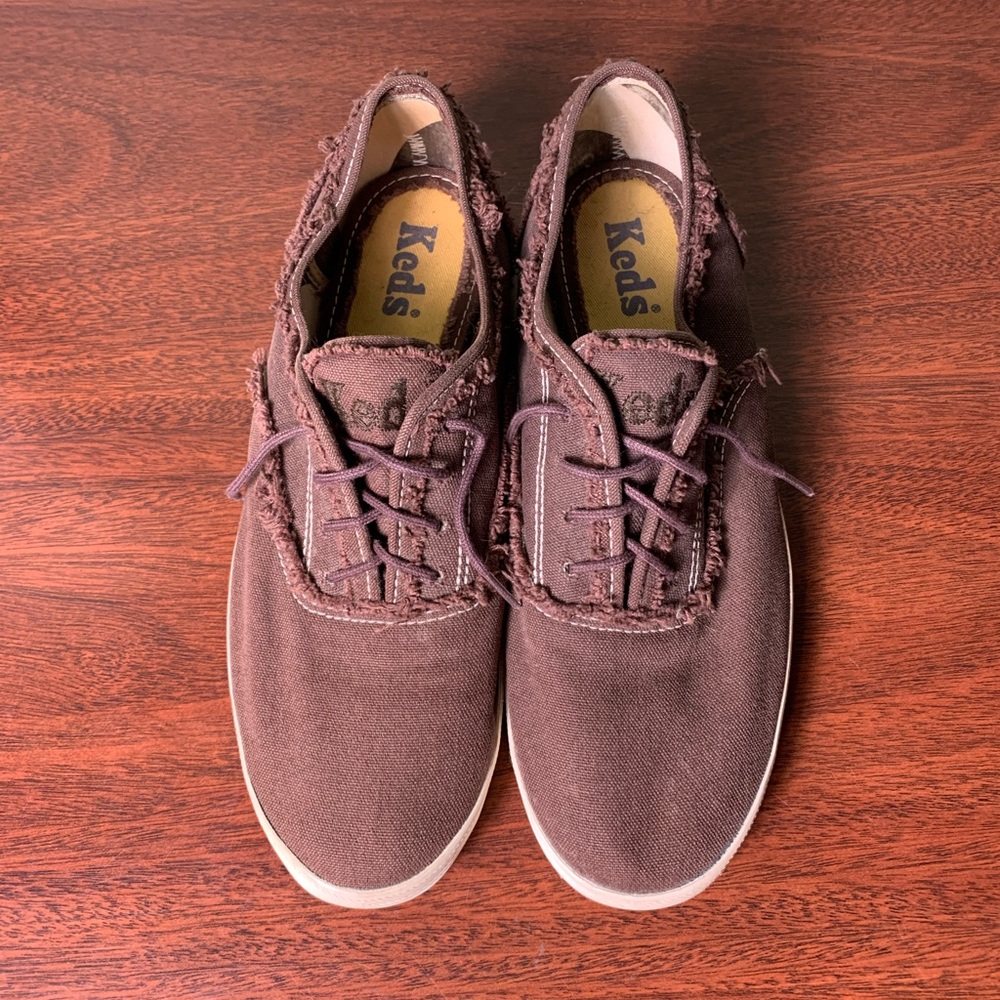 Keds | Fringe Detail Brown Canvas Sneakers - 7